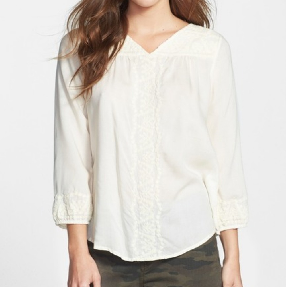 Lucky Brand Madelynn Embroidered Top